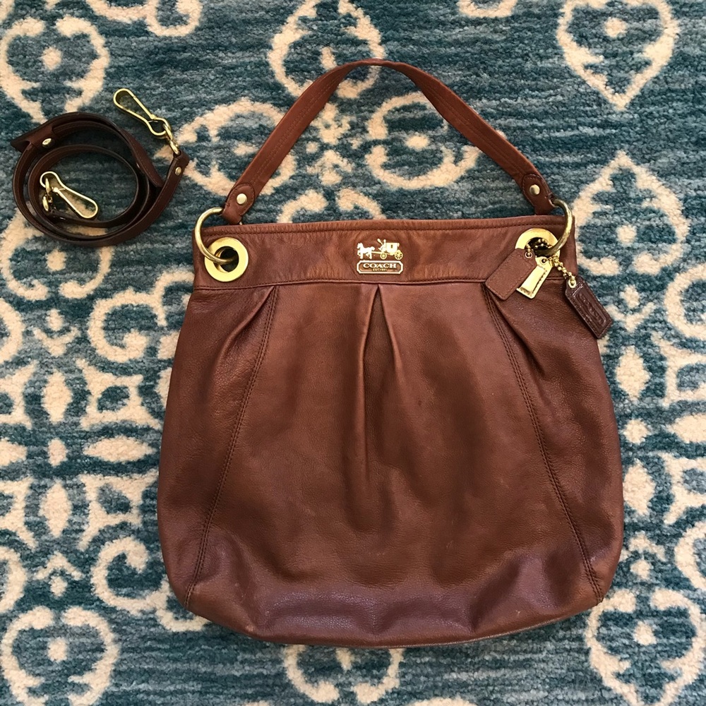 Coach leather crossbody / handbag chestnut brown - Picture 3 of 8